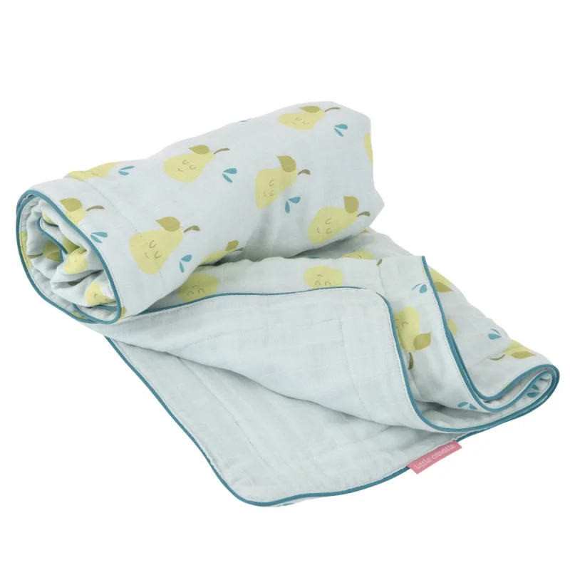 Cotton blankets for breathability and a lightweight feelLittle Crevette Pears Swaddle Blanket