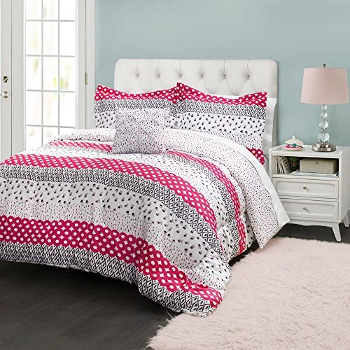 Down - filled comforters for supreme warmth and lightnessLush Decor Lush DÃ©cor Franny Comforter 3 Piece Set, Twin, Pink: Home & Kitchen