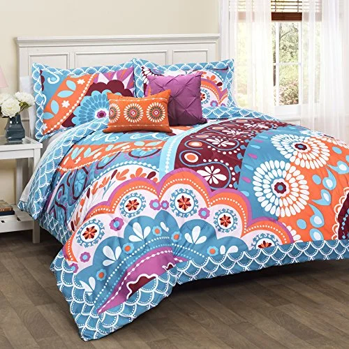 King - size comforters to fit large king - sized beds perfectlyLush Decor Lush DÃ©cor Maya 5 Piece Comforter Set, King, Turquoise/Pink: Home & Kitchen