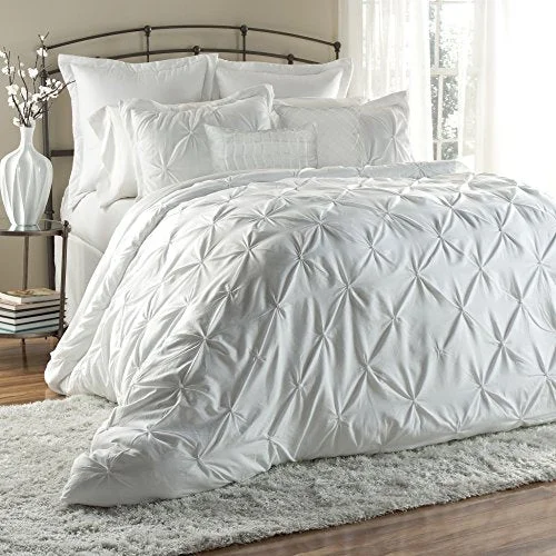 Queen - size comforters for standard queen - sized mattressesLush Decor Lux 6-Piece Comforter Set, Queen, White: Home & Kitchen