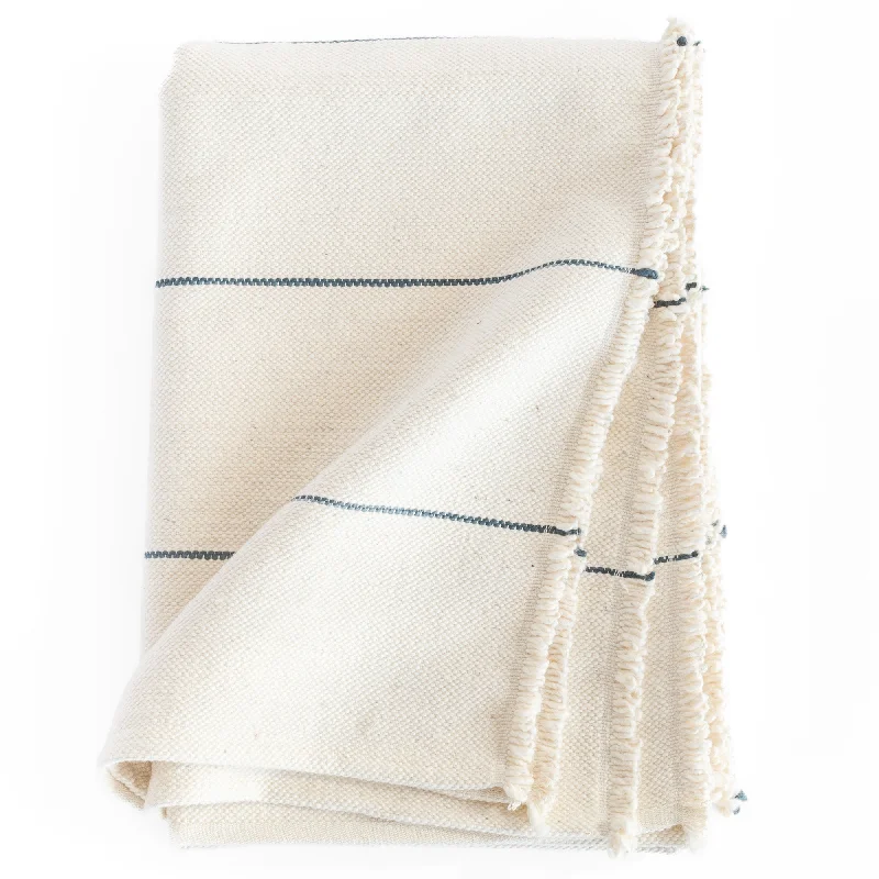 Chenille blankets with a thick and fuzzy textureLyra Throw Blanket, Cream & Navy