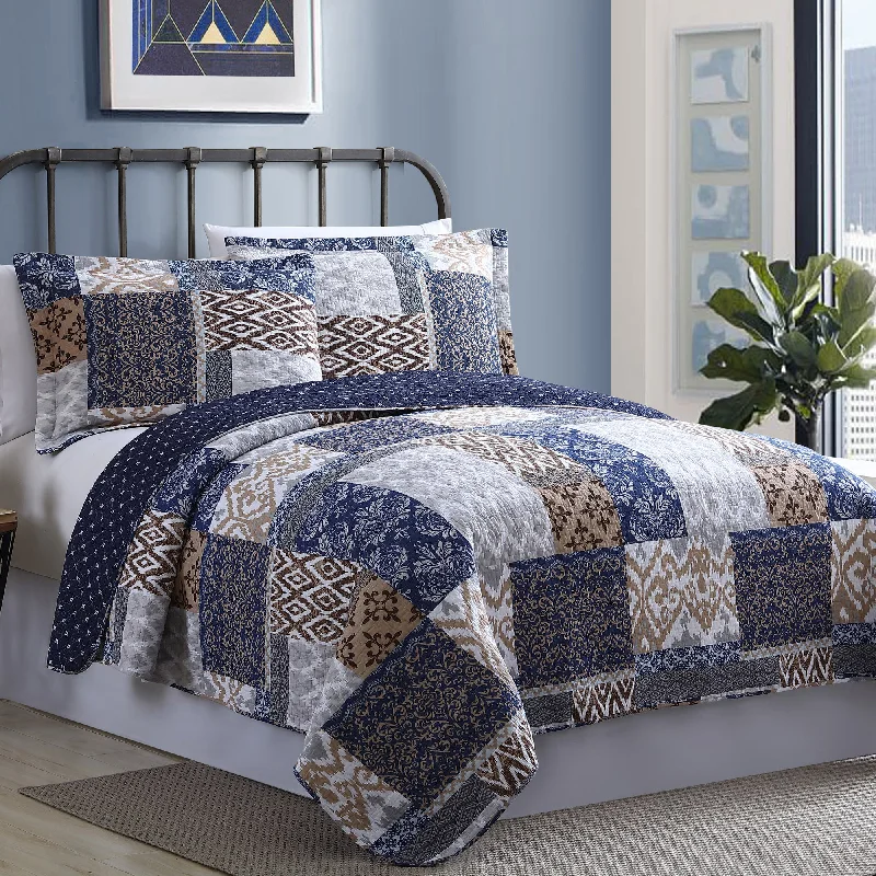 Down - filled comforters for supreme warmth and lightnessModern Threads 100% Cotton 3-Piece printed reversible quilt set Laura