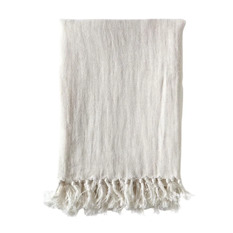 Cotton blankets for breathability and a lightweight feelMontauk Blanket by Pom Pom at Home, Cream