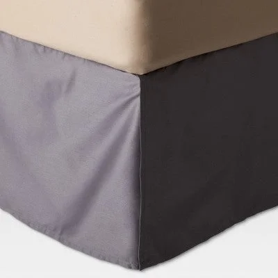 Bed skirts for adjustable - height bedsNew - Threshold 215TC Cotton Sateen Bed Skirt Wrinkle-Resistant Pleated, Gray, King