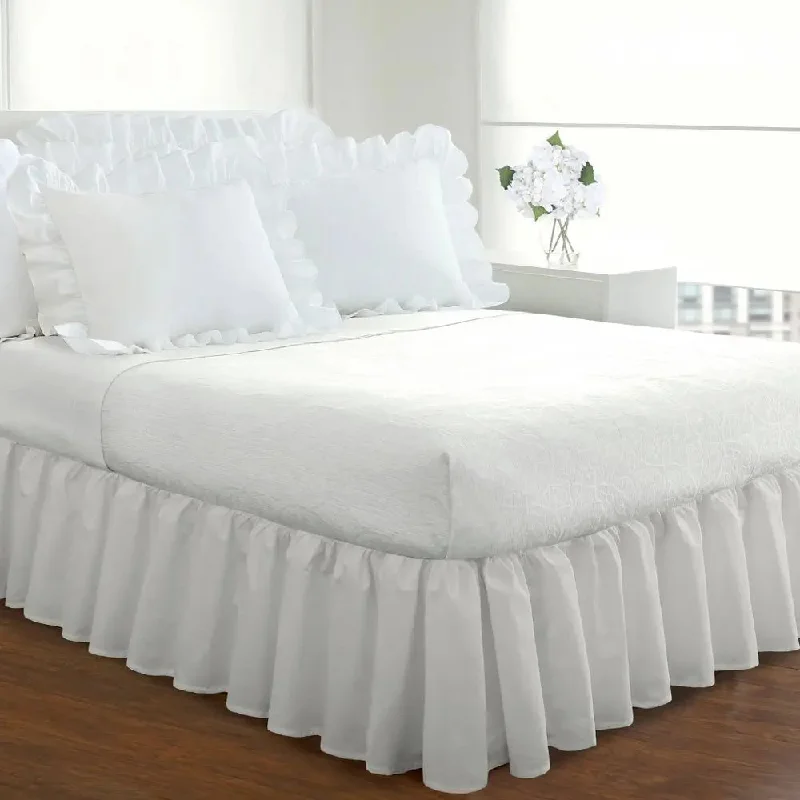 Bed skirts for water beds to give them a more traditional lookMagic Skirt Bed Skirt Elastic Band Pre-Shrunk, White, King