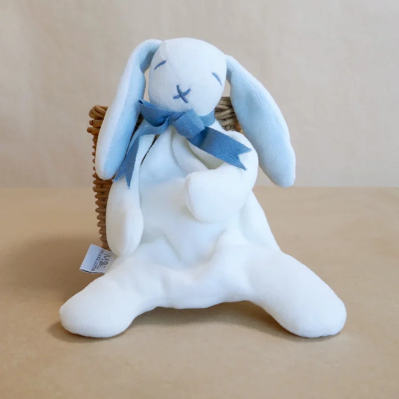 Silk - filled comforters for a luxurious and smooth touchBlue Mini Bunny Comforter Toy - Organic Cotton - Baby Gift Unboxed - 20cm