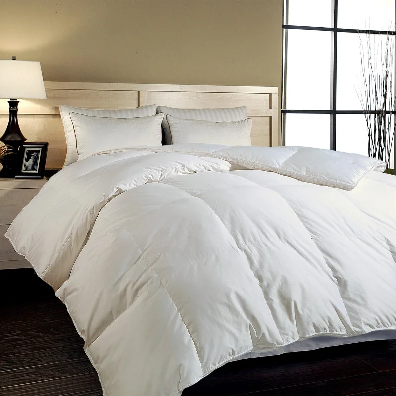 Down - filled comforters for supreme warmth and lightnessOversized 750 Fill Power White Solid Luxury Goose Down Comforter - 100% Egyptian Cotton Cover