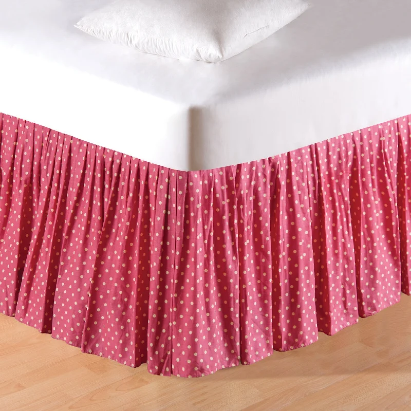 Bed skirts for beds with a solid - panel framePink Polka Dot Queen Bed Skirt