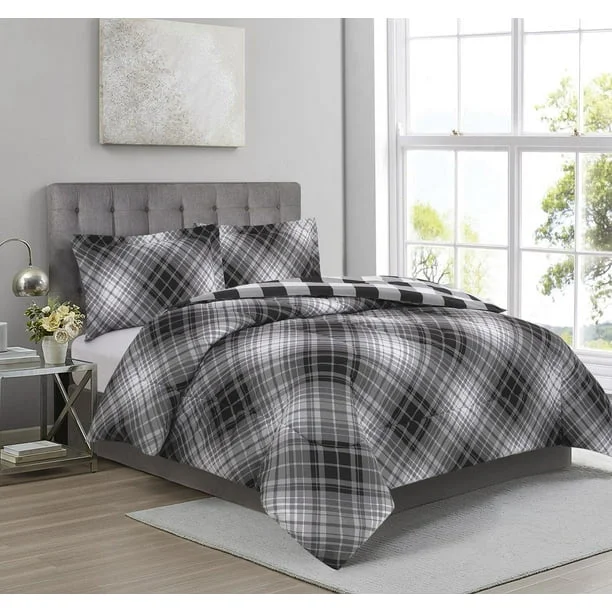 Silk - filled comforters for a luxurious and smooth touchPlaid Comforter - Charcoal