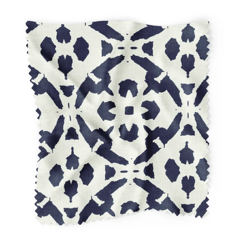 Dry - clean - only duvet covers with high - end materials and delicate designsPorto Tiles Navy Fabric by the Yard