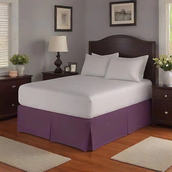 Bed skirts for beds with a curved frame32 Inch Drop Bed Skirt Purple Egyptian Cotton 1000TC