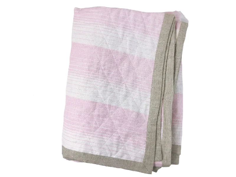 Bamboo fiber blankets with natural antibacterial propertiesQuilted Linen Throw in Cortina Pink