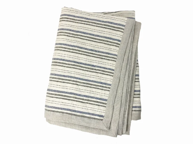 Acrylic blankets for a soft and affordable alternativeQuilted Linen Throw in Deauville Navy & Black