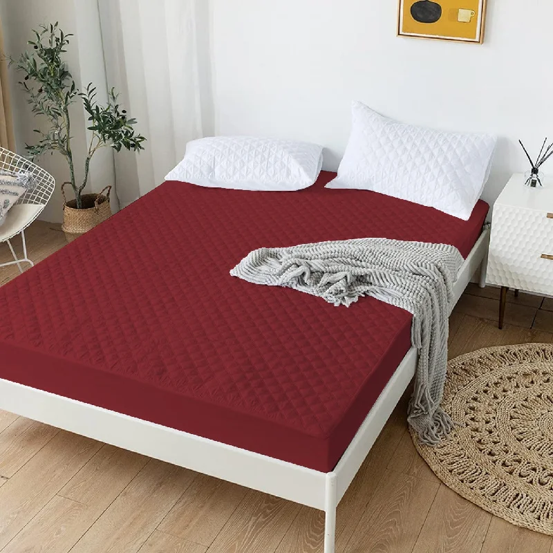 Innerspring mattresses with coil counts for supportQuilted Waterproof Mattress Protector-Burgundy