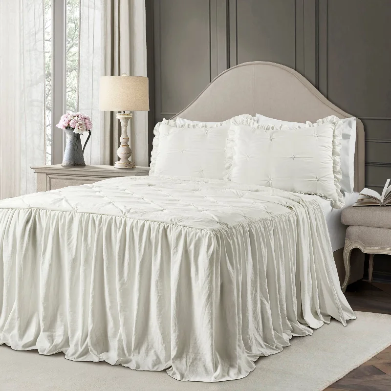 Latex - filled comforters with a bouncy texture and good supportRavello Pintuck Ruffle Skirt Bedspread 3Pc Set