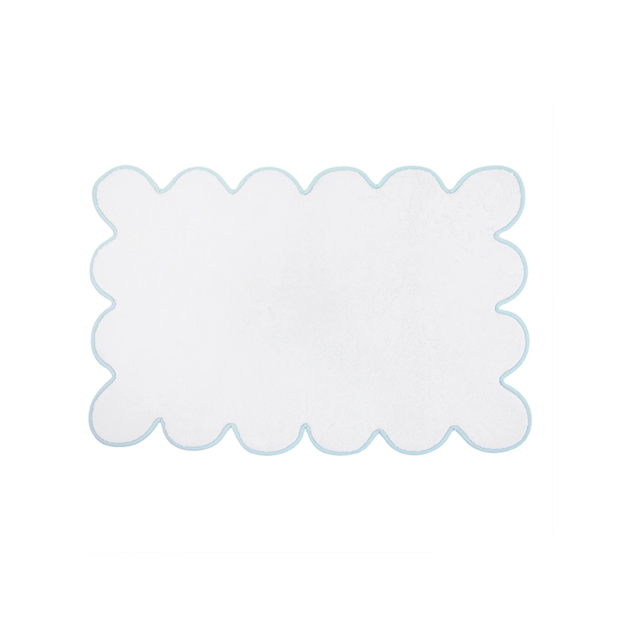 Bed skirts for beds with a fabric - covered frameScalloped Cotton Bath Mat - White with Light Blue