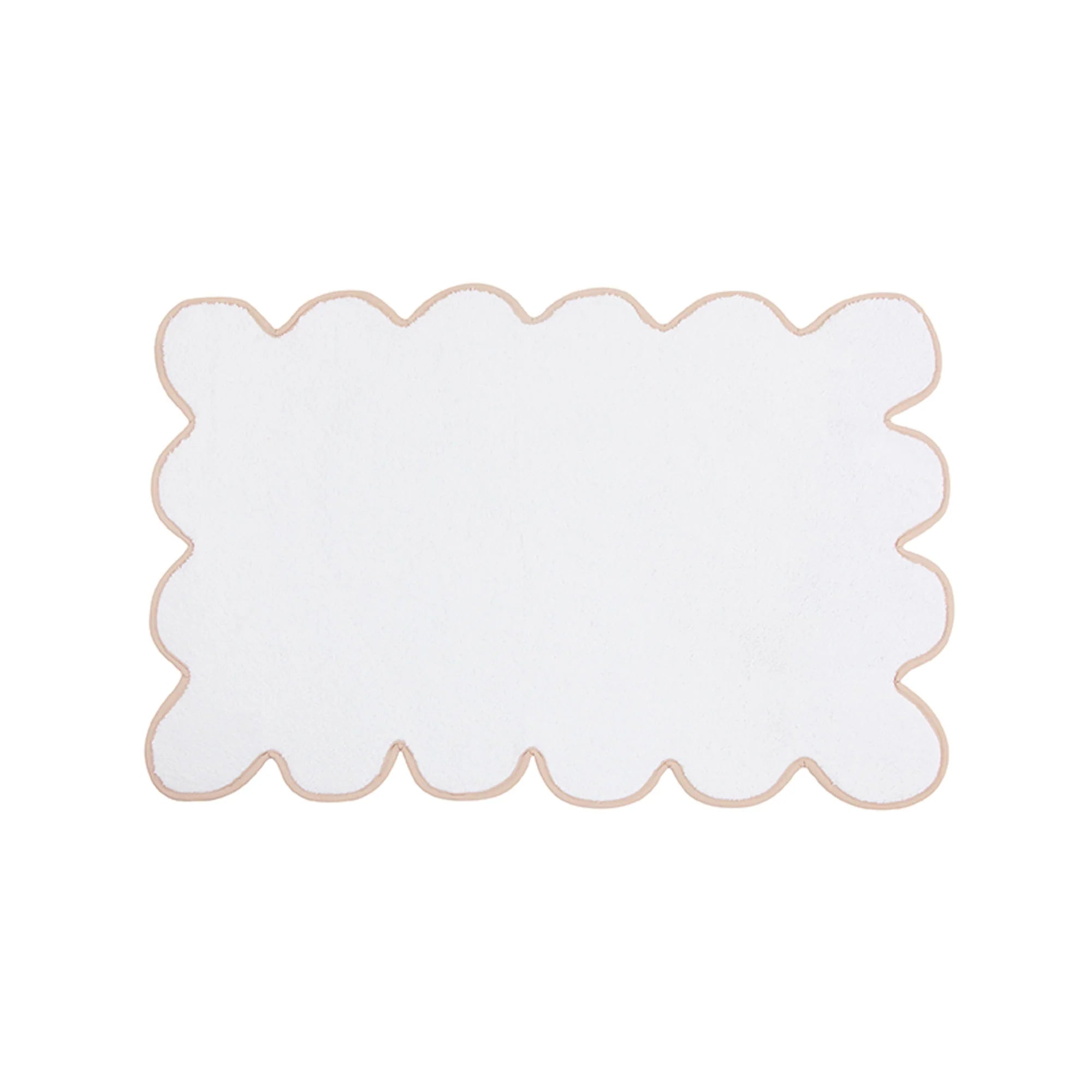 Bed skirts for adjustable - height bedsScalloped Cotton Bath Mat - White with Sand