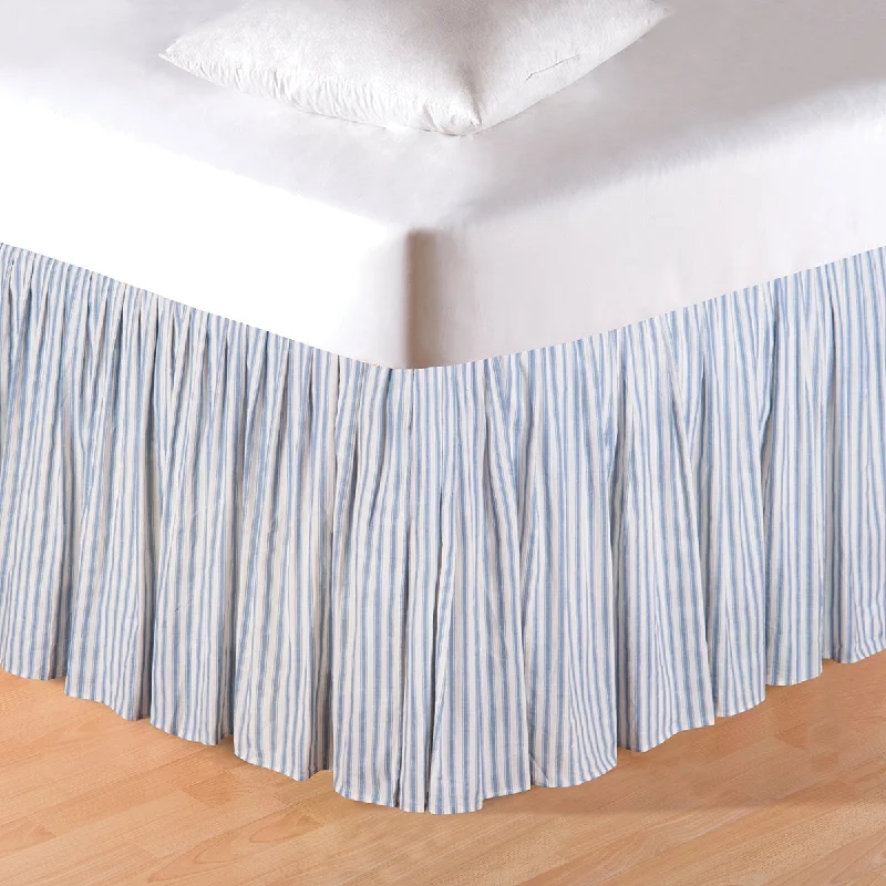 Bed skirts for adjustable - height bedsSea Blue Ticking Bed Skirt