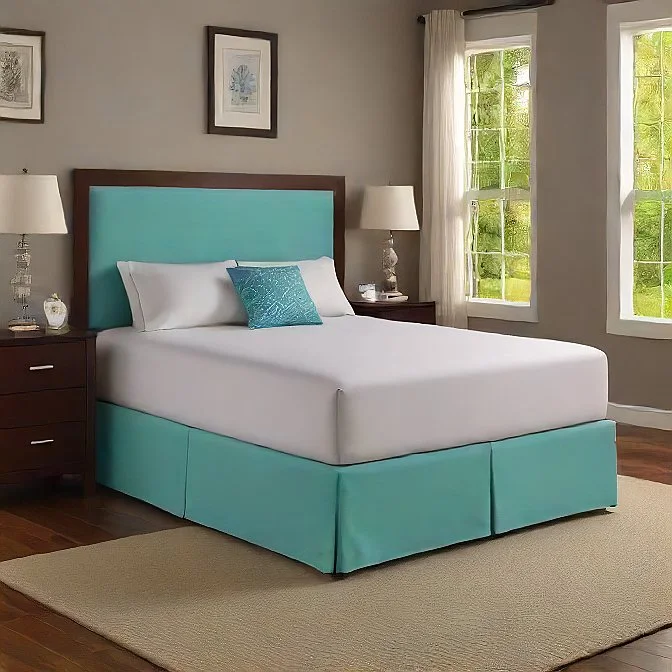 Bed skirts for beds with a non - standard frame14 Inches Drop Aqua Blue Bed Skirt Egyptian Cotton 1000TC