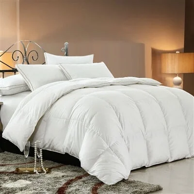 Synthetic - filled comforters like polyester for affordability and hypoallergenic propertiesOversized 600 Fill Power All Year Warm White Goose Down Comforter - 100% Egyptian Cotton Cover