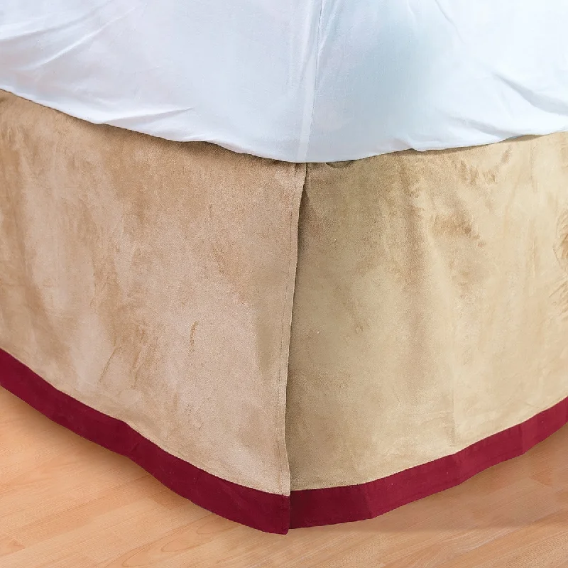 Bed skirts for beds with a metal frameTan Faux Suede & Red Bed Skirt