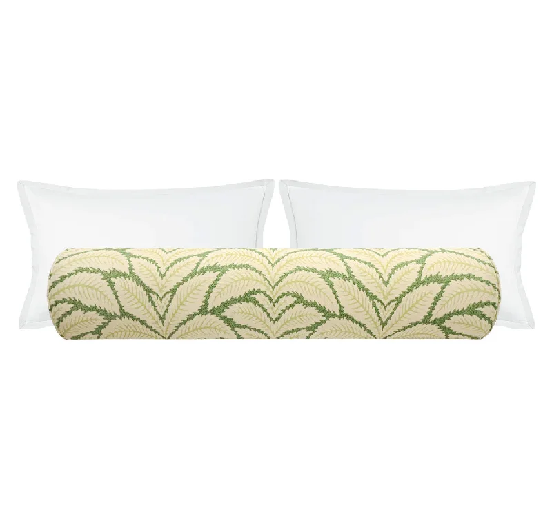 Decorative Bolsters with Embroidered Patterns for BedroomTHE BOLSTER :: 9" X 36" TALAVERA LINEN // LEAF