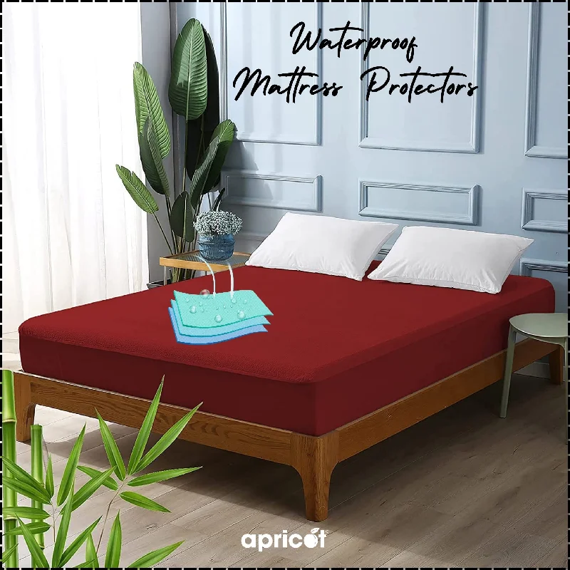 Queen - size mattresses for couples and standard bedroomsTerry Waterproof Mattress Protector- Maroon