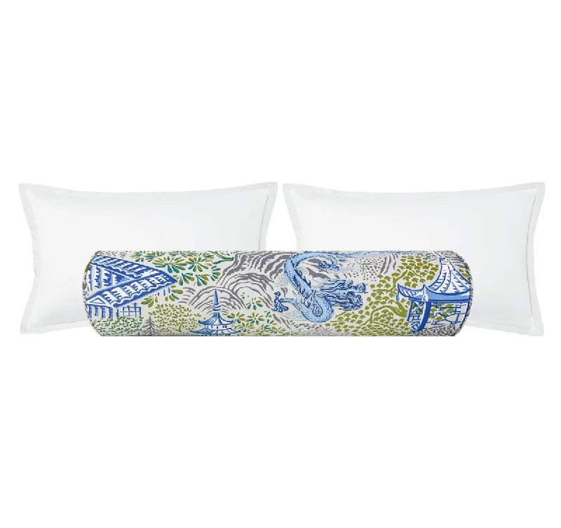 Bolsters for Hollywood Regency - Style Interiors to Enhance GlamourTHE BOLSTER :: PAGODA LINEN PRINT // CHARTREUSE