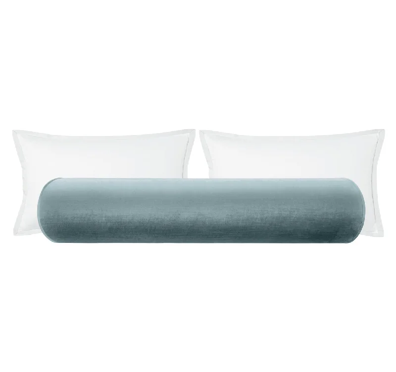 Bolsters Filled with Natural Buckwheat Hulls for a Custom FitTHE BOLSTER :: FAUX SILK VELVET // CERULEAN BLUE