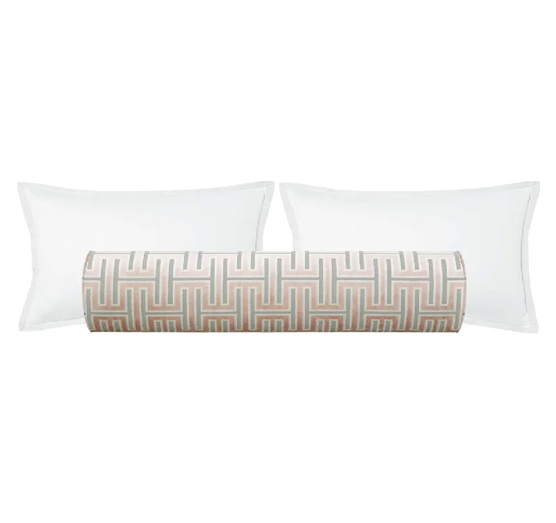 Bolsters for Massage Tables to Assist in Body PositioningTHE BOLSTER :: GRECIAN CUT VELVET // BLUSH