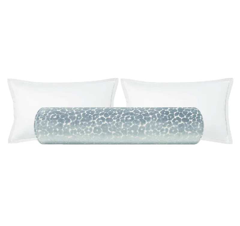 Bolsters for Sewing Rooms to Keep the Sewist ComfortableTHE BOLSTER :: LEOPARD CUT VELVET // CERULEAN BLUE