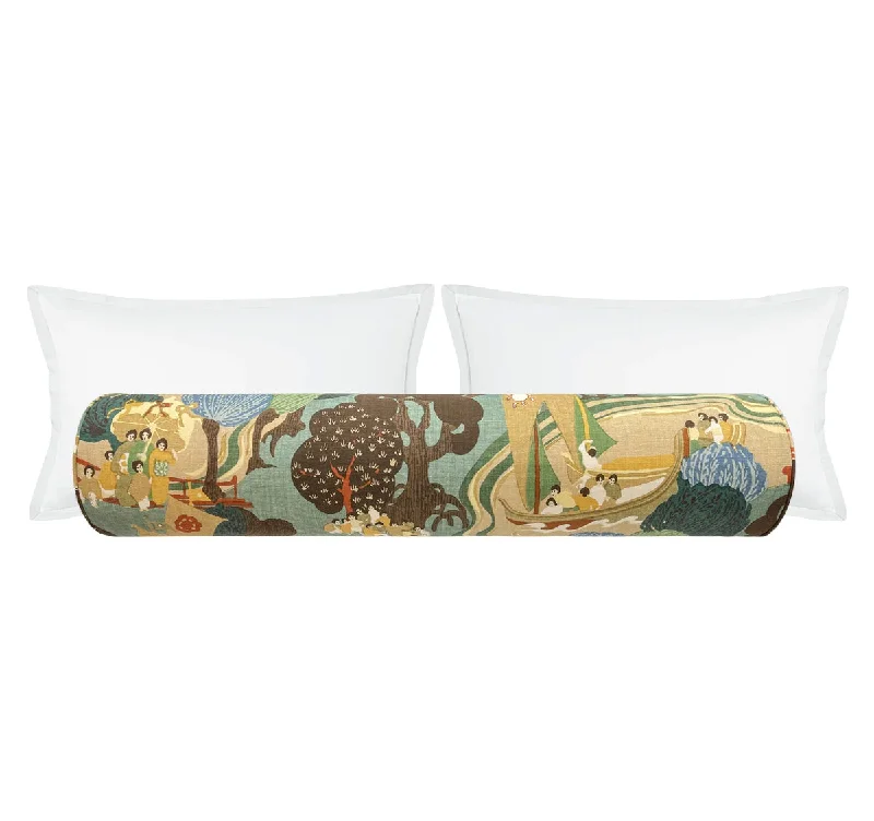 Bolsters for Guest Beds to Make Guests Feel at HomeTHE BOLSTER :: PEARL RIVER // JADE | SCHUMACHER