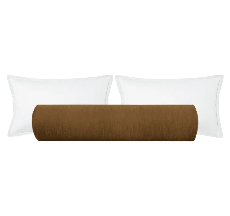 Memory Foam Bolsters for Back Support in BedTHE BOLSTER :: STRIE VELVET // CHESTNUT