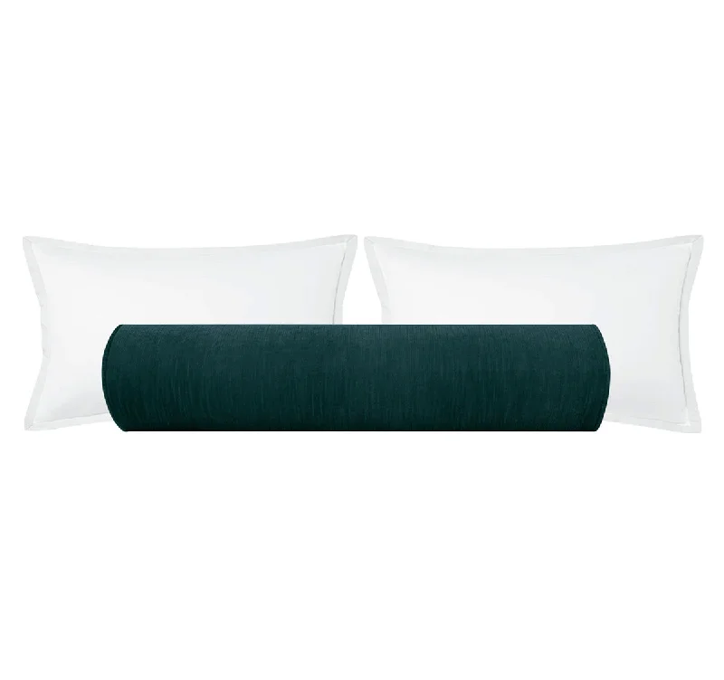 Bolsters for Rustic - Themed Bedrooms to Provide WarmthTHE BOLSTER :: STRIE VELVET // HARBOUR BLUE