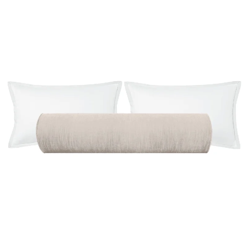 Bolsters for Meditation to Provide Comfortable SeatingTHE BOLSTER :: STRIE VELVET // OYSTER