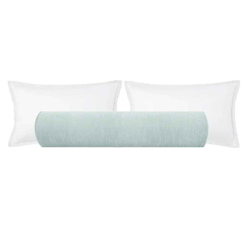 Bolsters for Hollywood Regency - Style Interiors to Enhance GlamourTHE BOLSTER :: STRIE VELVET // SPA BLUE