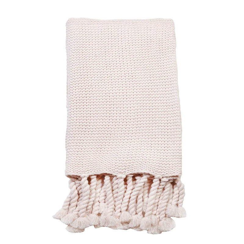 King - size blankets to cover large beds comfortablyTrestles Oversized Throw by Pom Pom at Home, Blush