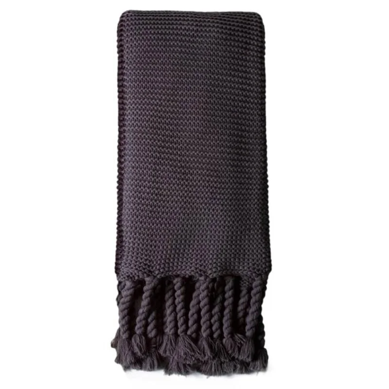 Recycled polyester blankets for an eco - conscious optionTrestles Oversized Throw by Pom Pom at Home, Midnight