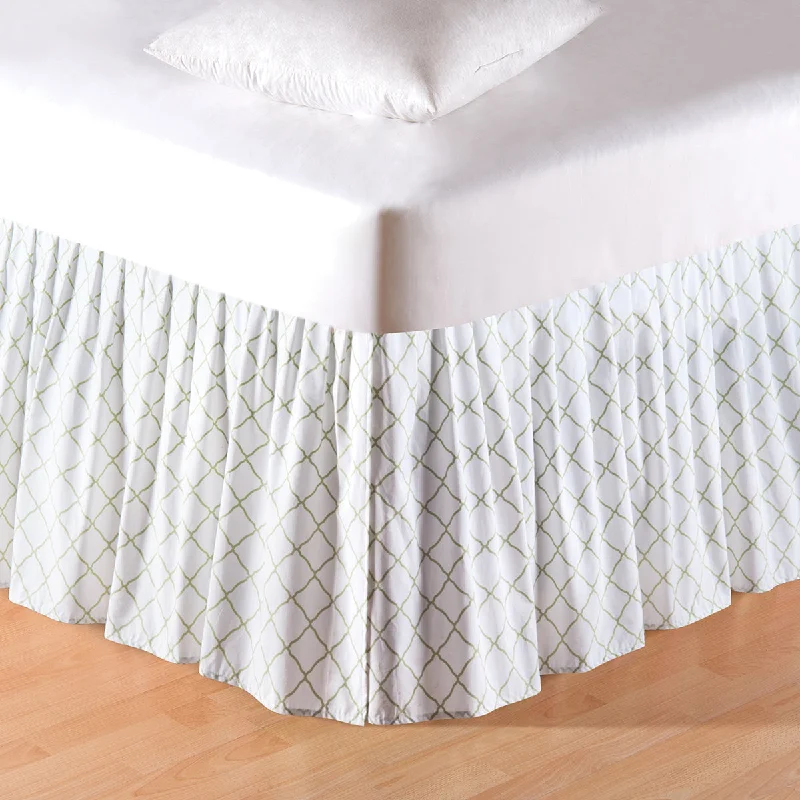 Bed skirts for beds with a curved frameWhite and Green Lattice Bed Skirt