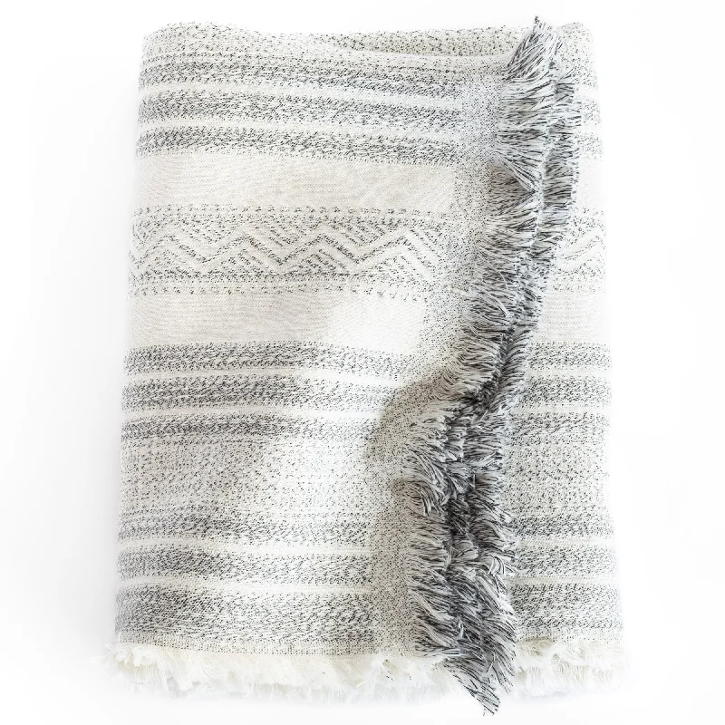 Silk blankets with a smooth and elegant touchWillow Throw Blanket, Salt & Pepper